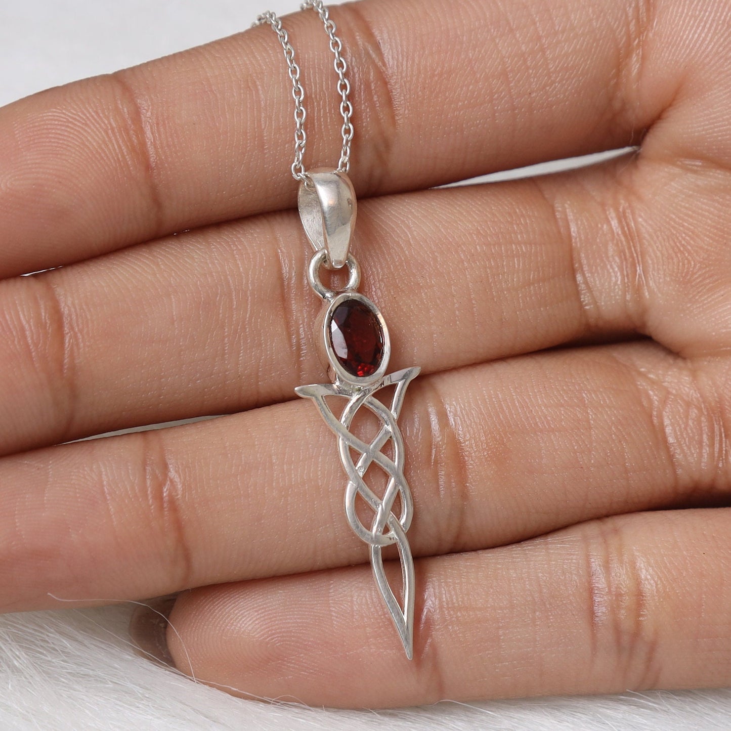 Garnet Sterling Silver Pendant