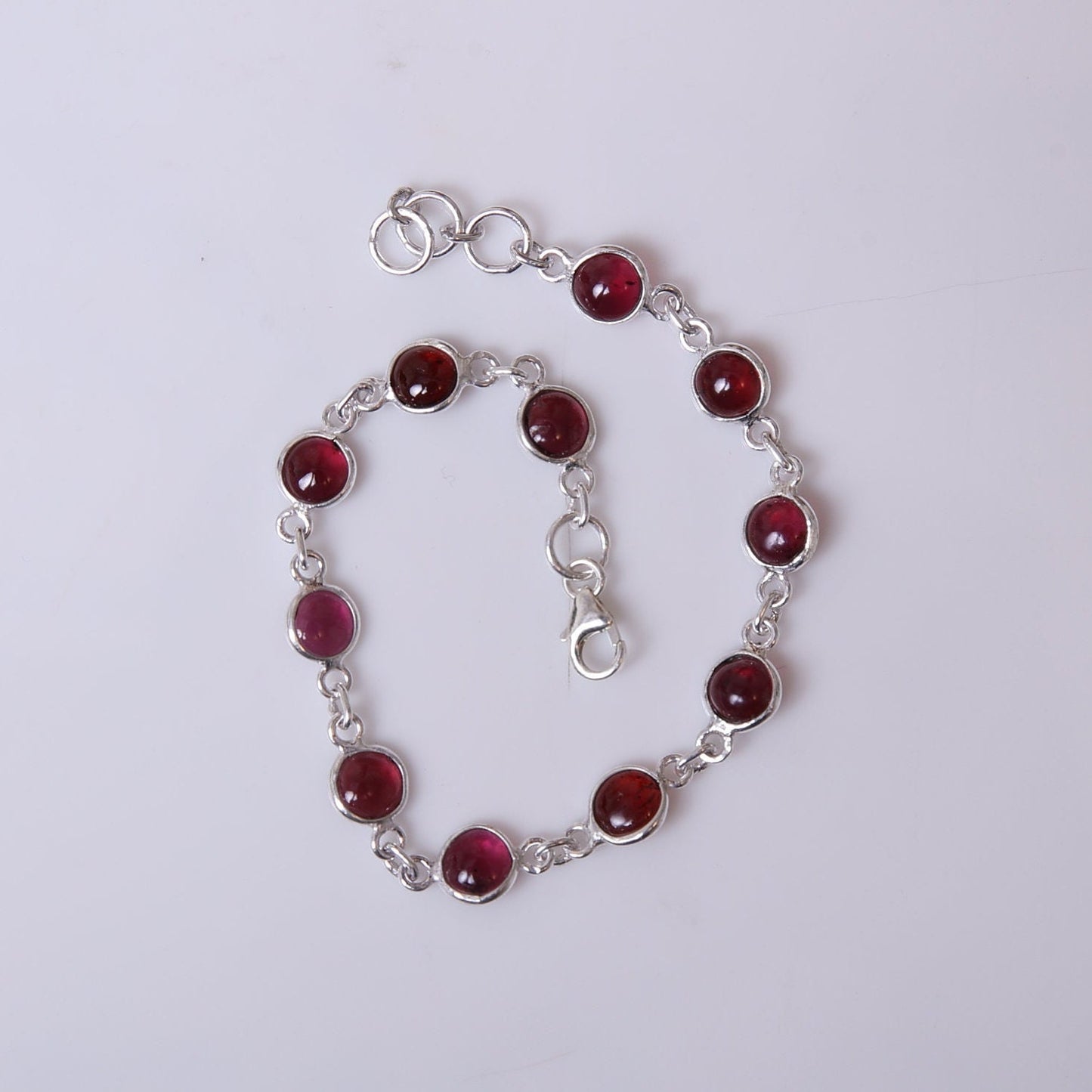 Garnet Sterling Silver Bracelet