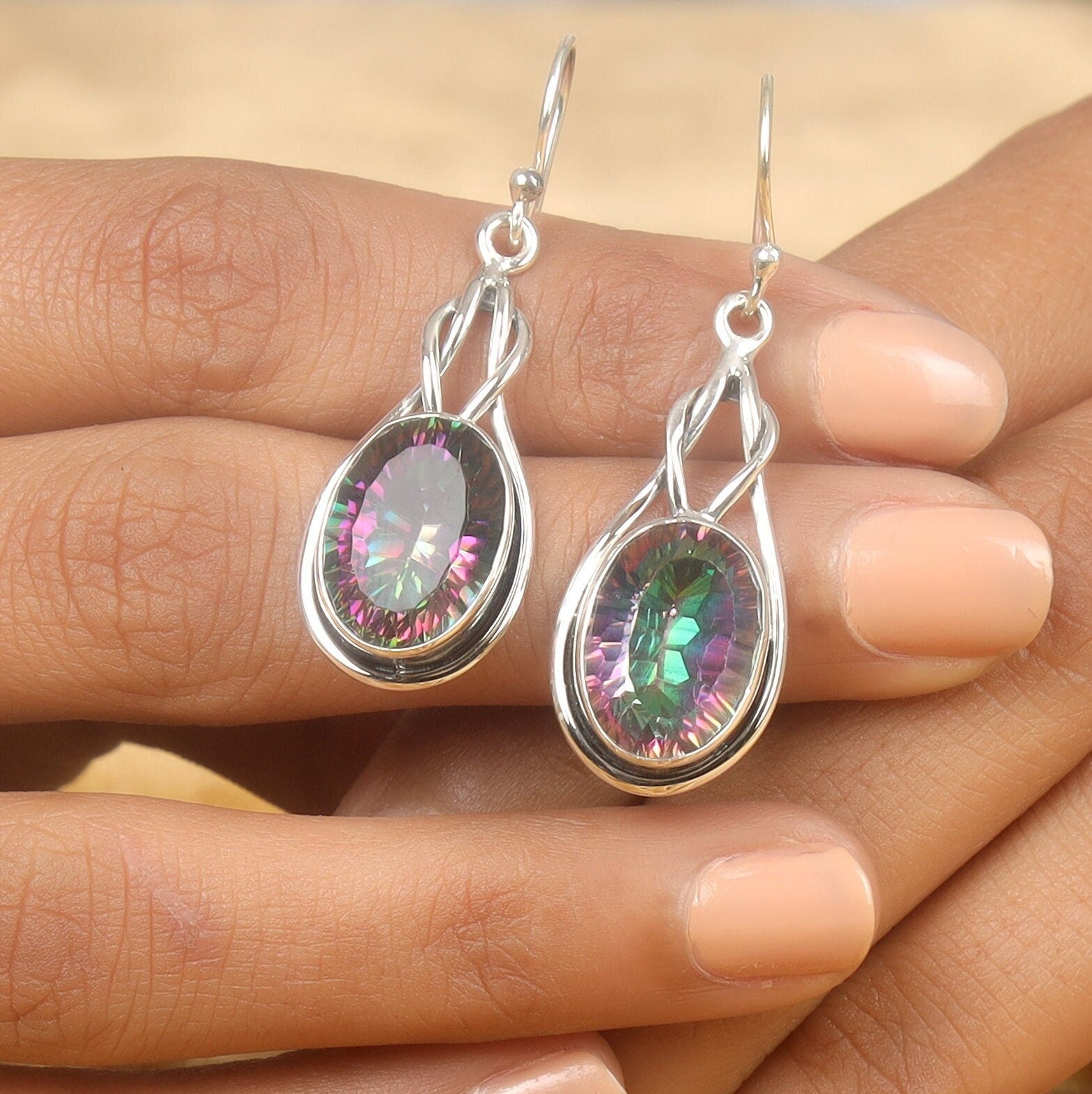 Mystic Topaz Sterling Silver Earrings