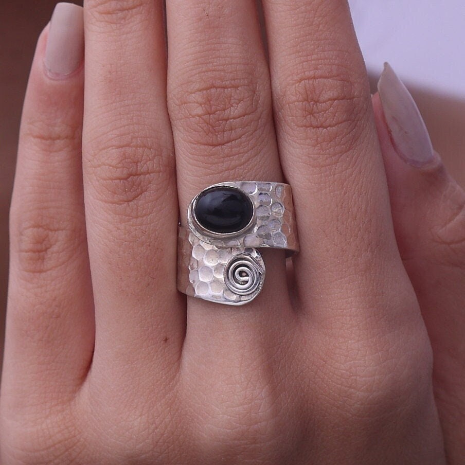 Black Onyx Ring Sterling Silver Ring