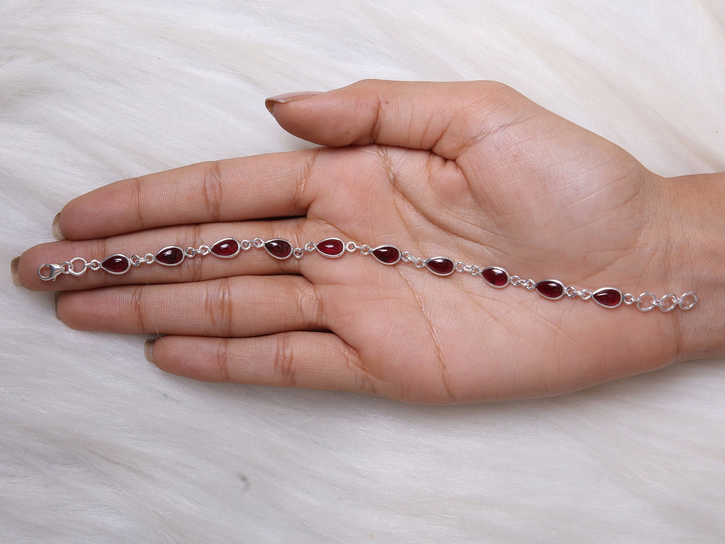 Garnet Sterling Silver Bracelet