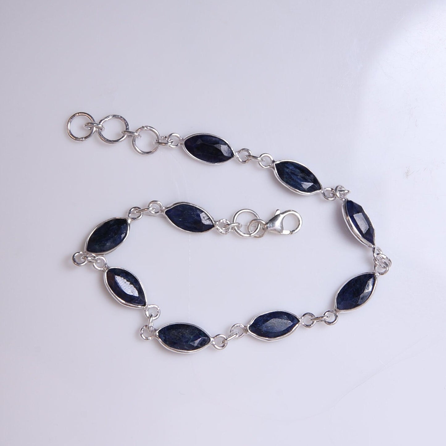 Blue Sapphire Sterling Silver Bracelet