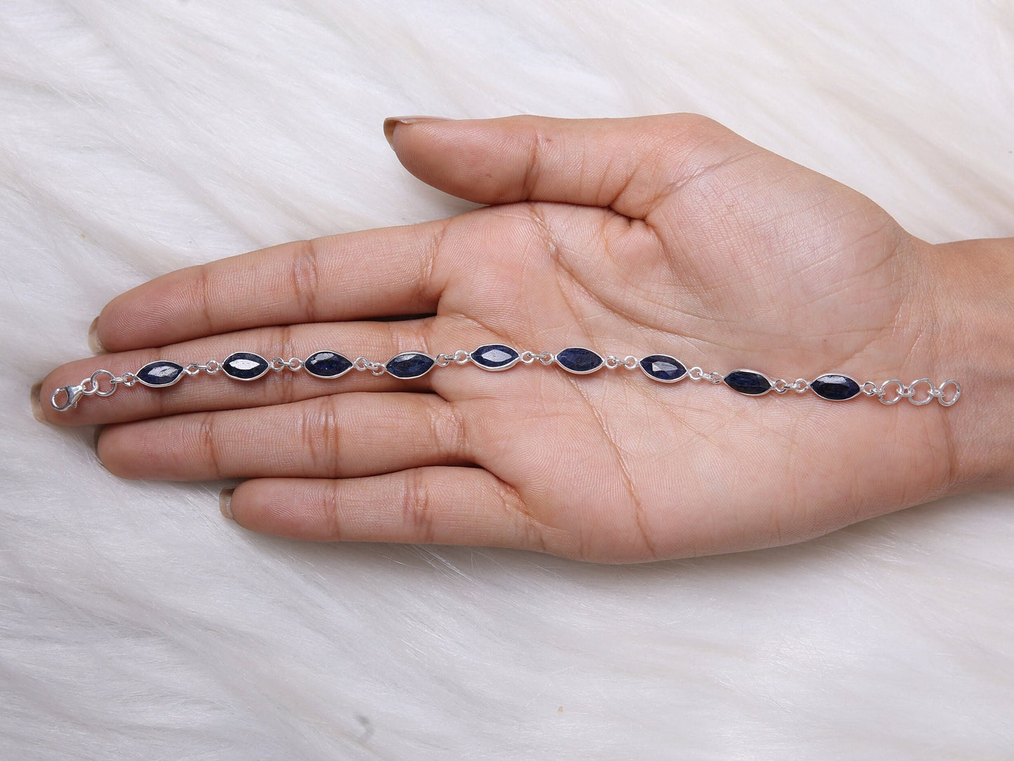 Blue Sapphire Sterling Silver Bracelet