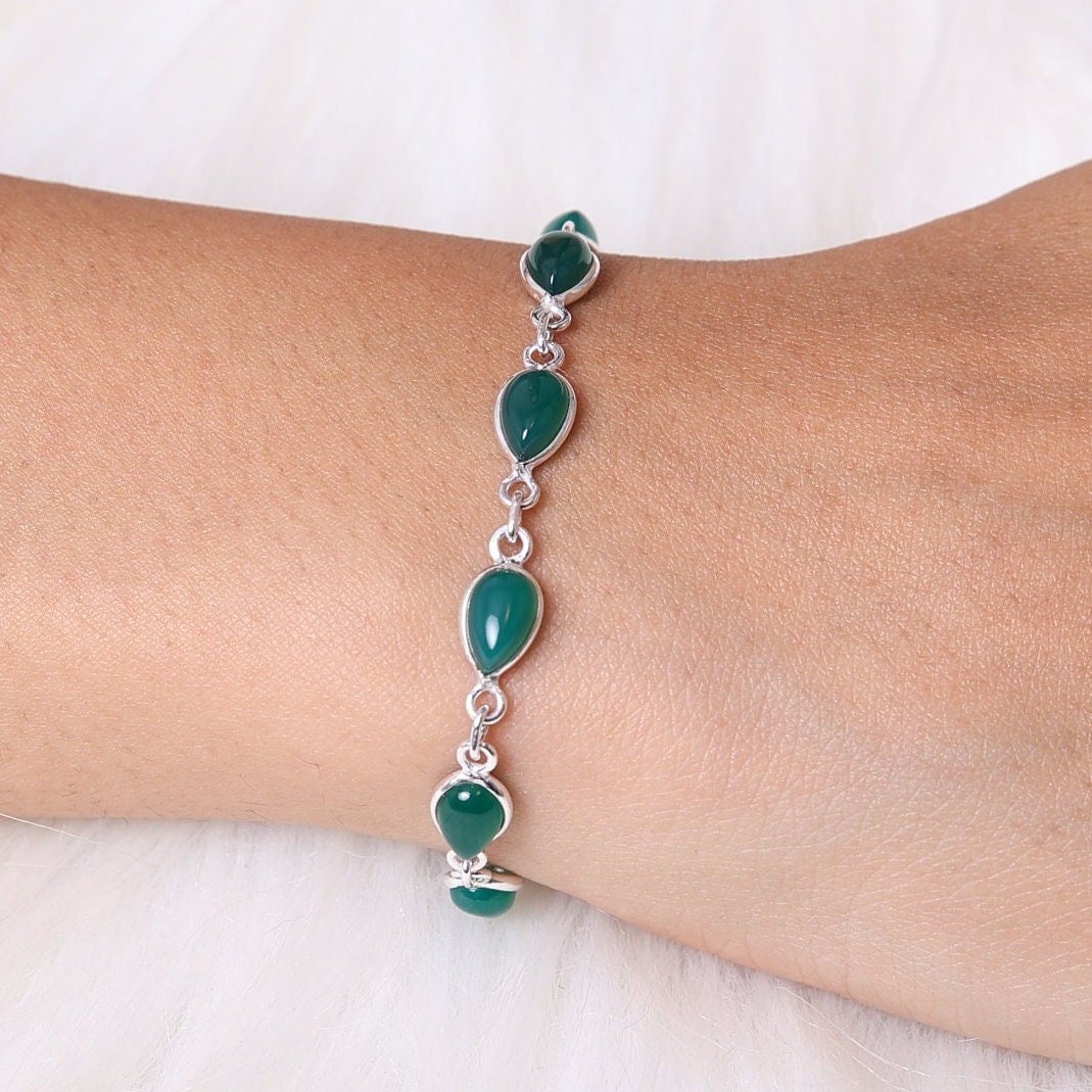 Green Onyx Sterling Silver Bracelet