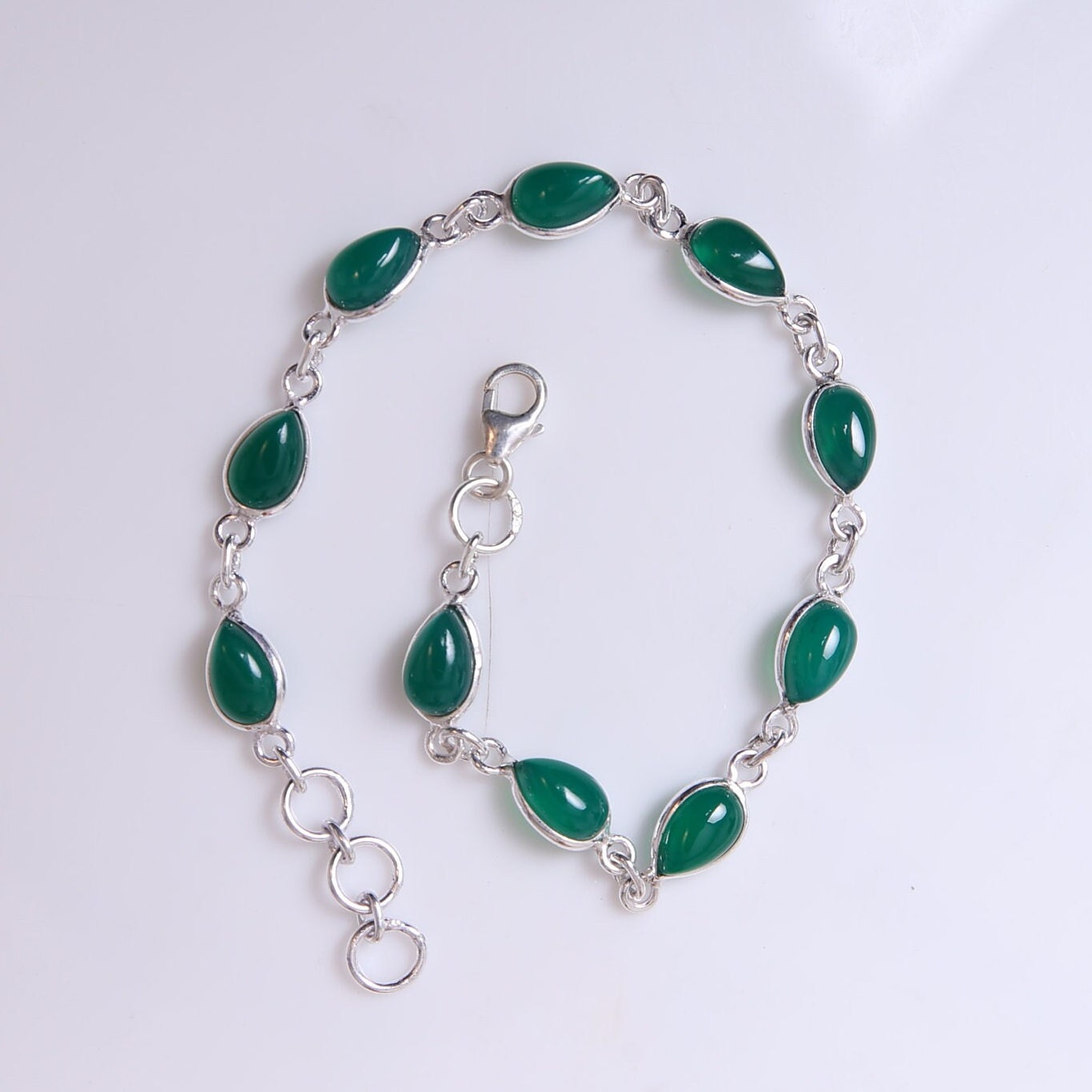 Green Onyx Sterling Silver Bracelet