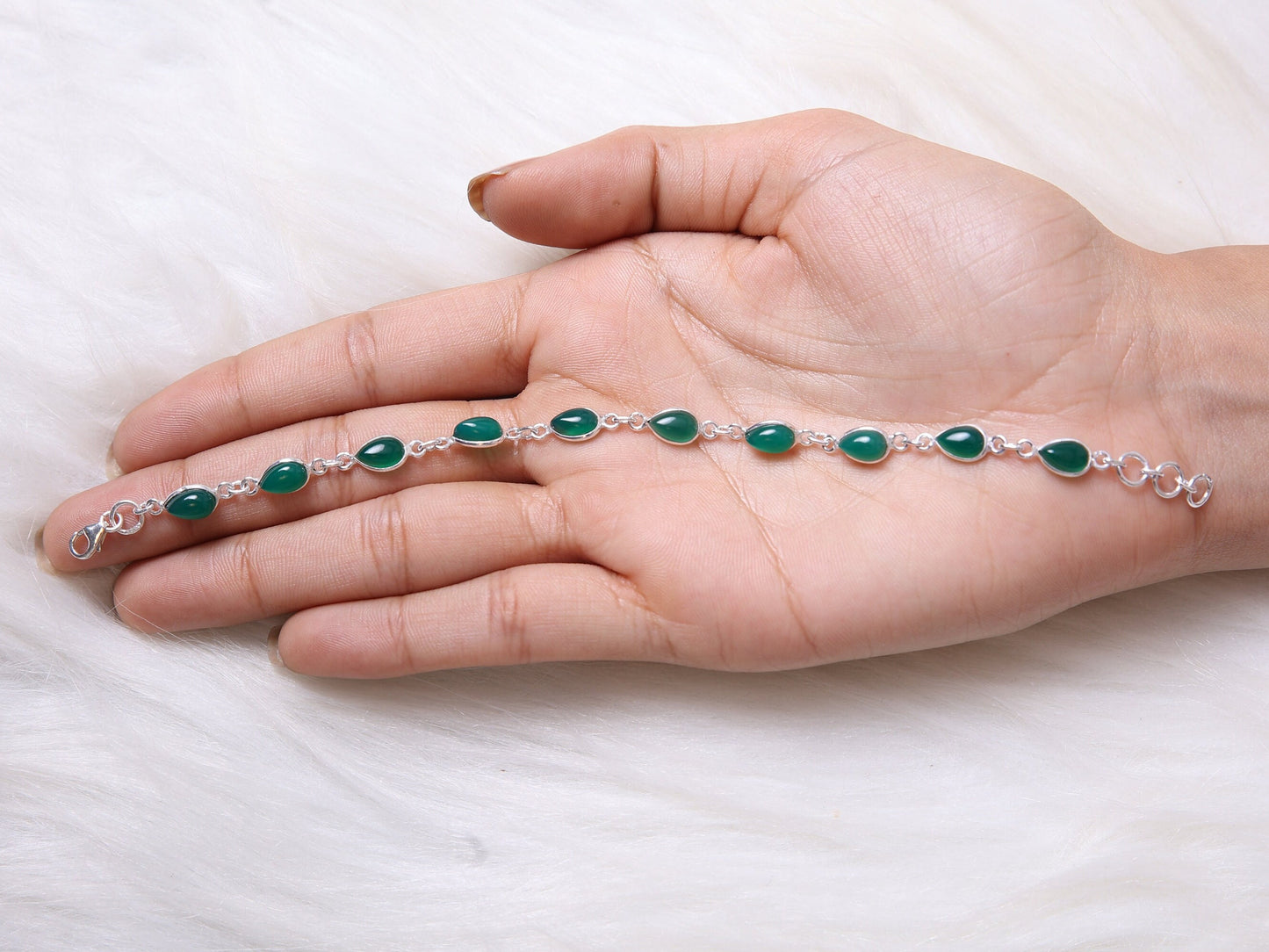 Green Onyx Sterling Silver Bracelet