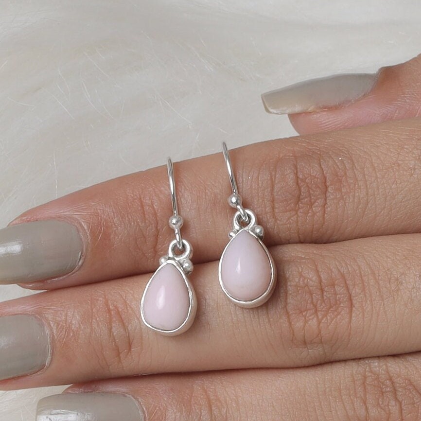 Pink Opal Sterling Silver Earrings