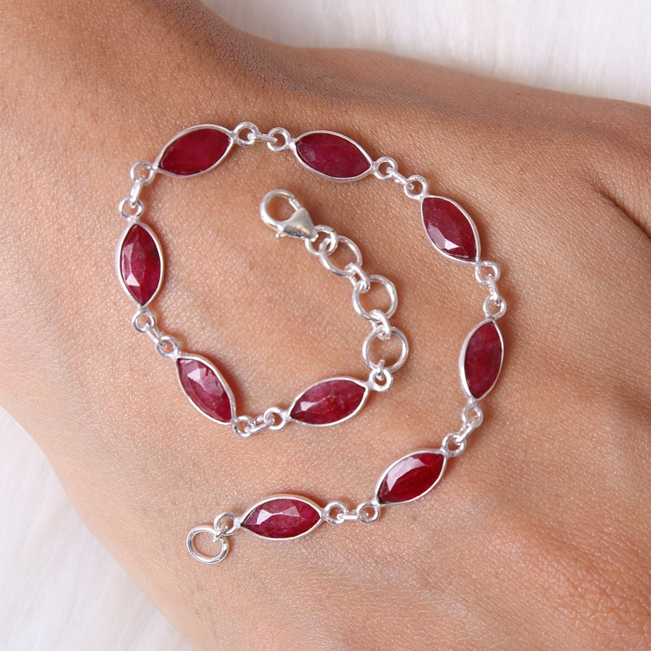 Ruby Sterling Silver Bracelet