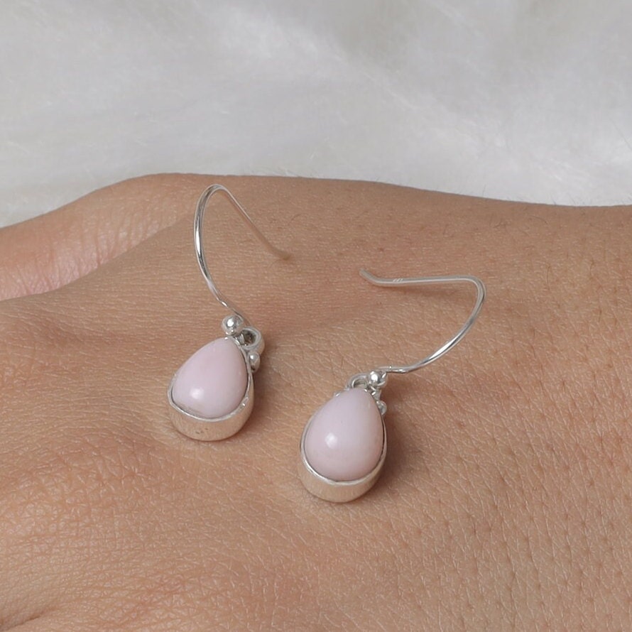 Pink Opal Sterling Silver Earrings