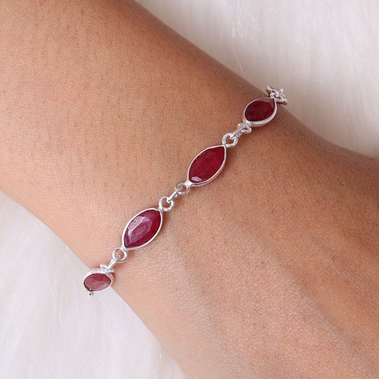 Ruby Sterling Silver Bracelet