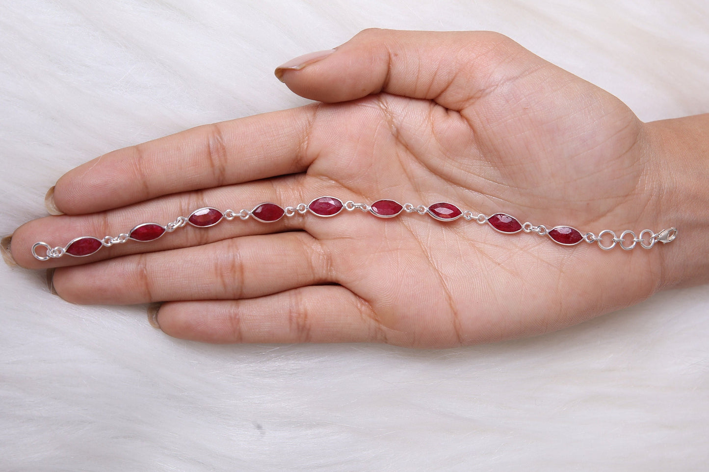 Ruby Sterling Silver Bracelet