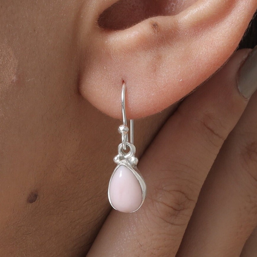 Pink Opal Sterling Silver Earrings