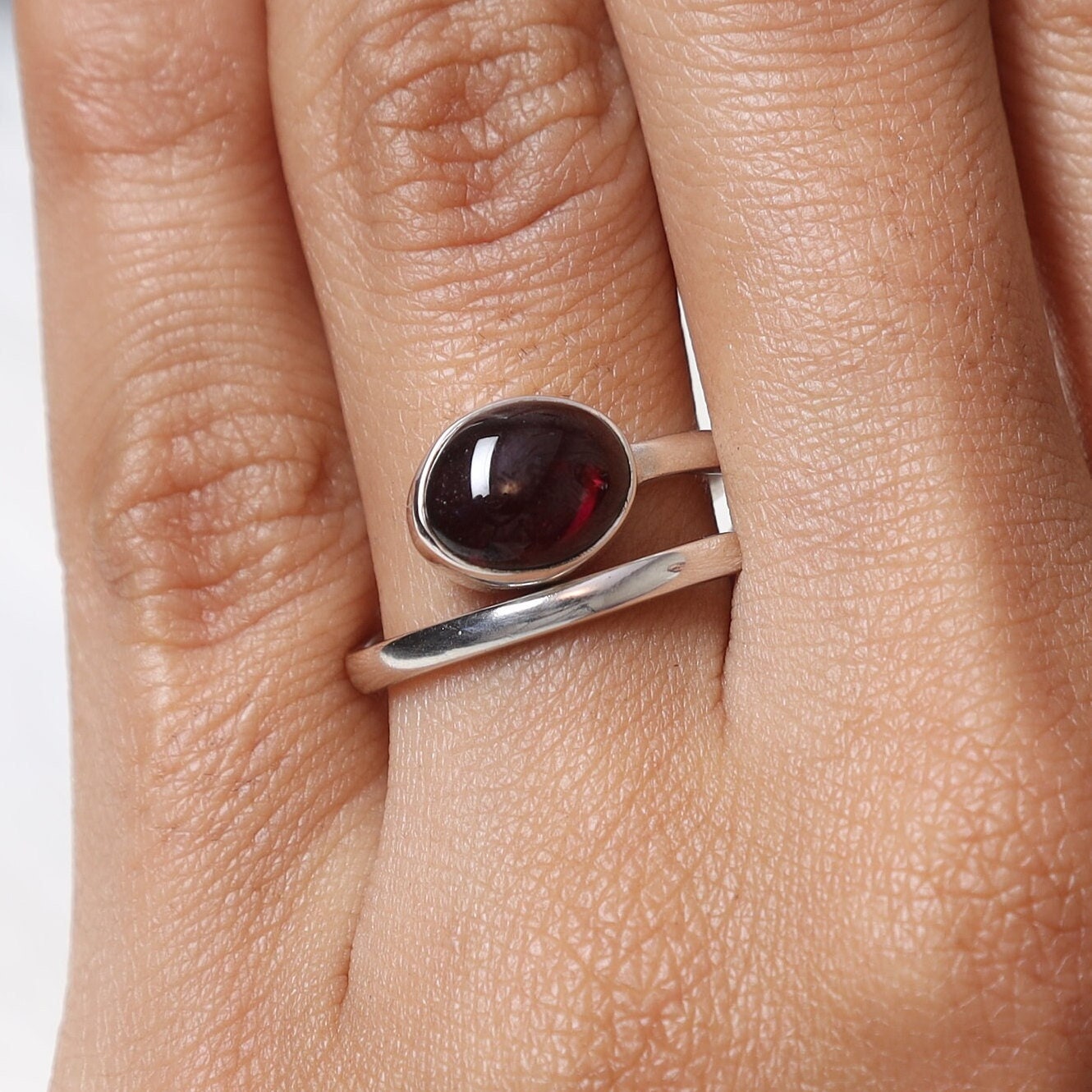 Garnet Sterling Silver Ring