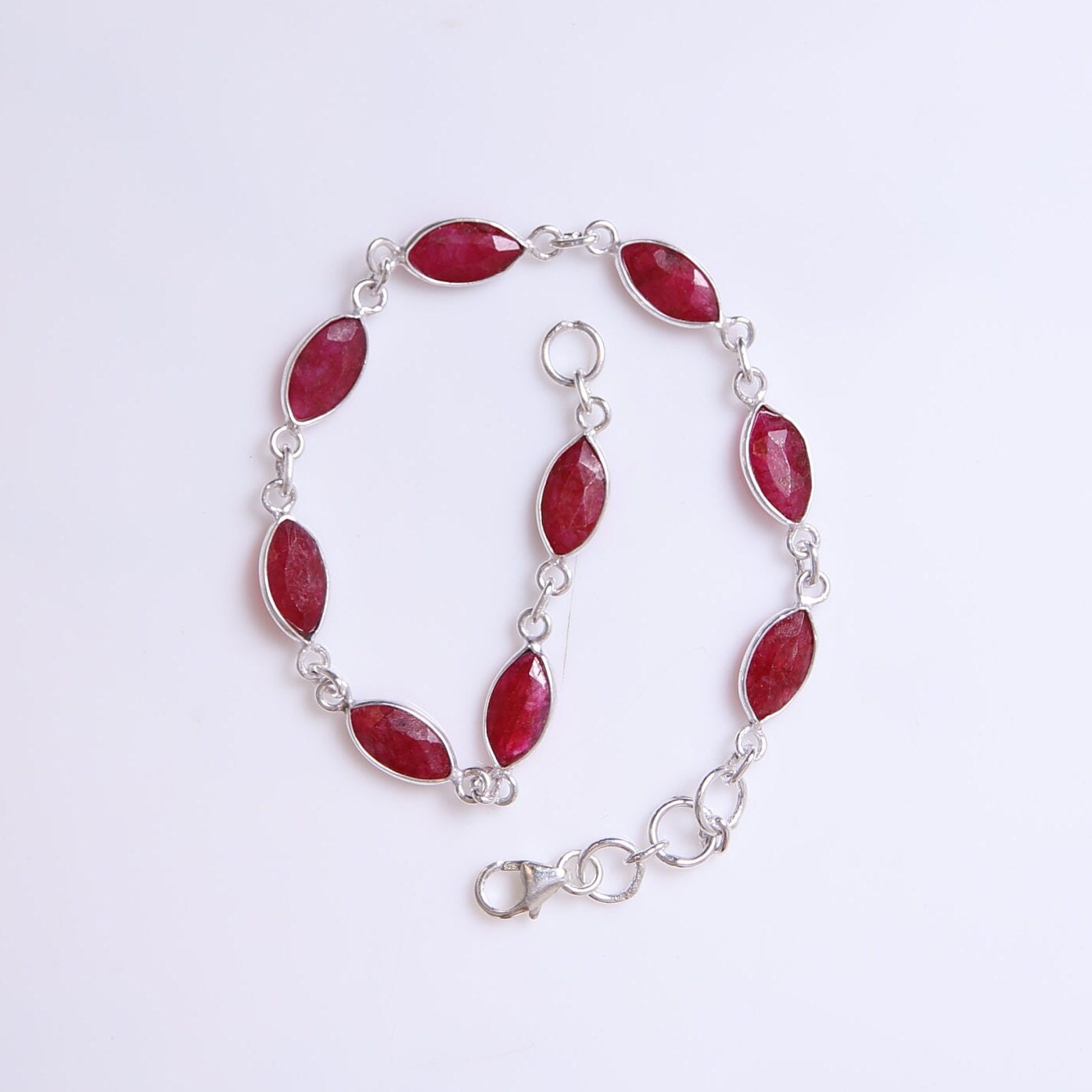 Ruby Sterling Silver Bracelet