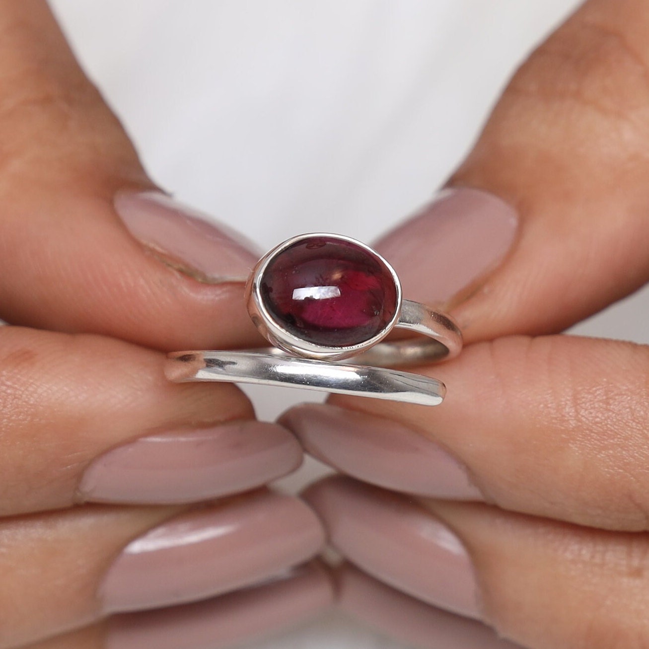 Garnet Sterling Silver Ring