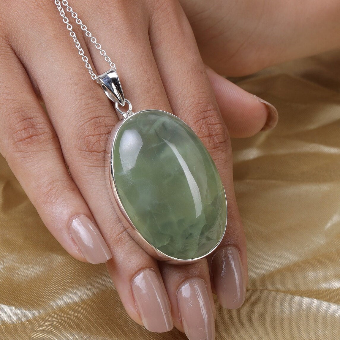 Prehnite Sterling Silver Pendant