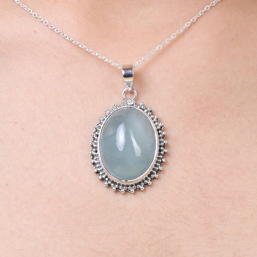 Aquamarine Sterling Silver Pendant