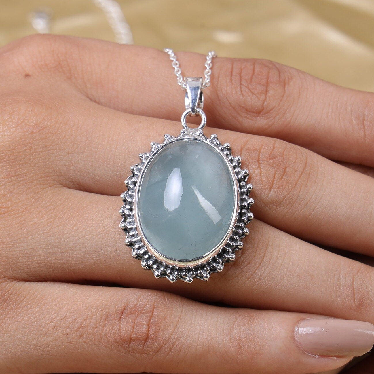 Aquamarine Sterling Silver Pendant