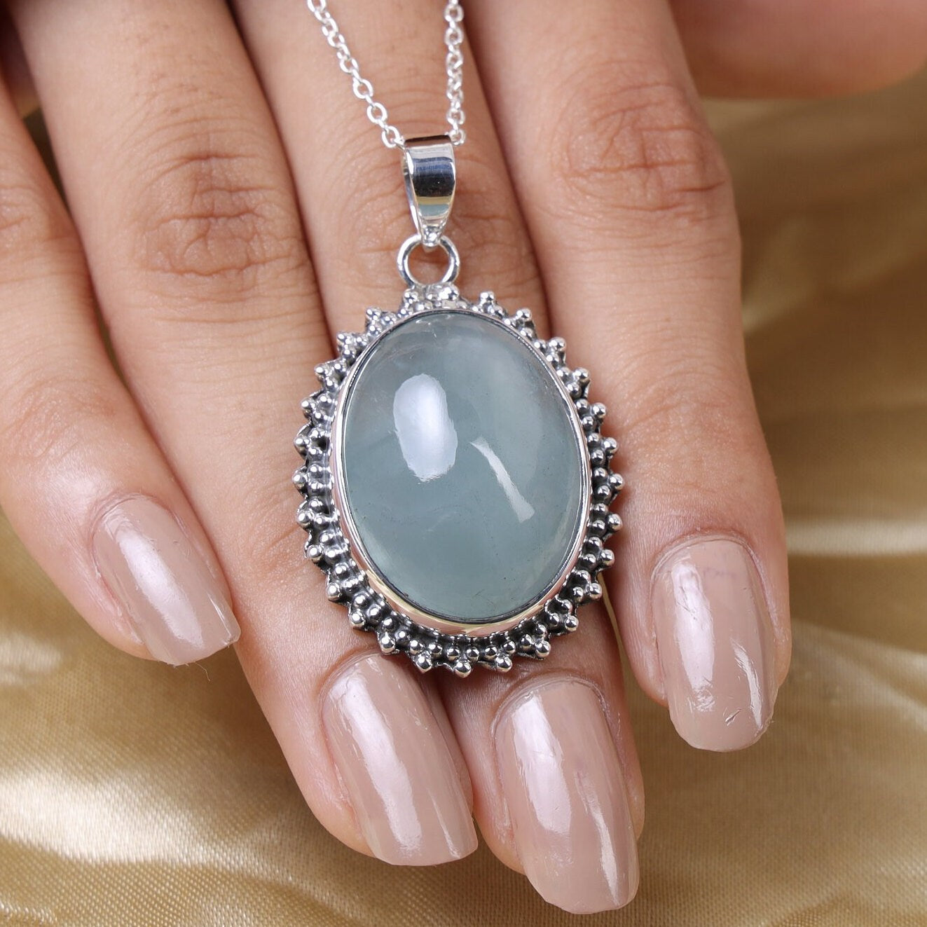 Aquamarine Sterling Silver Pendant