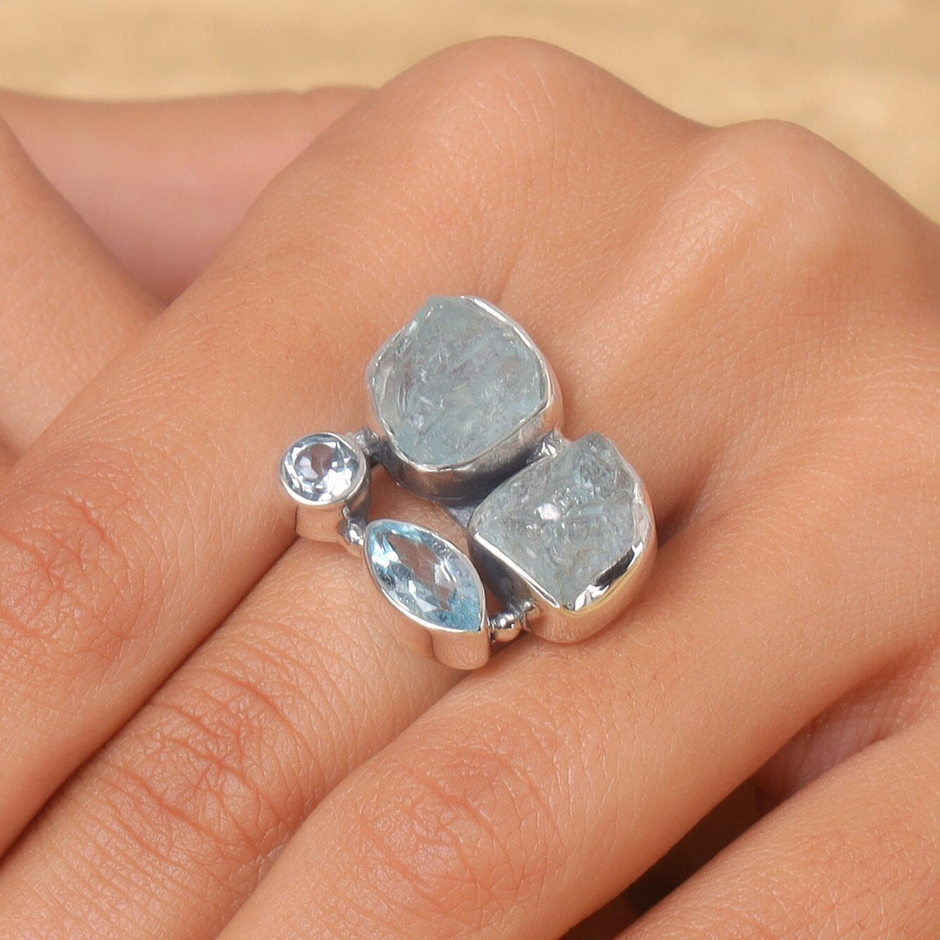 Aquamarine & Blue Topaz Sterling Silver Ring