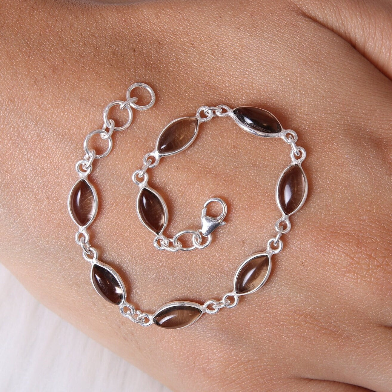 Smoky Quartz Sterling Silver Bracelet