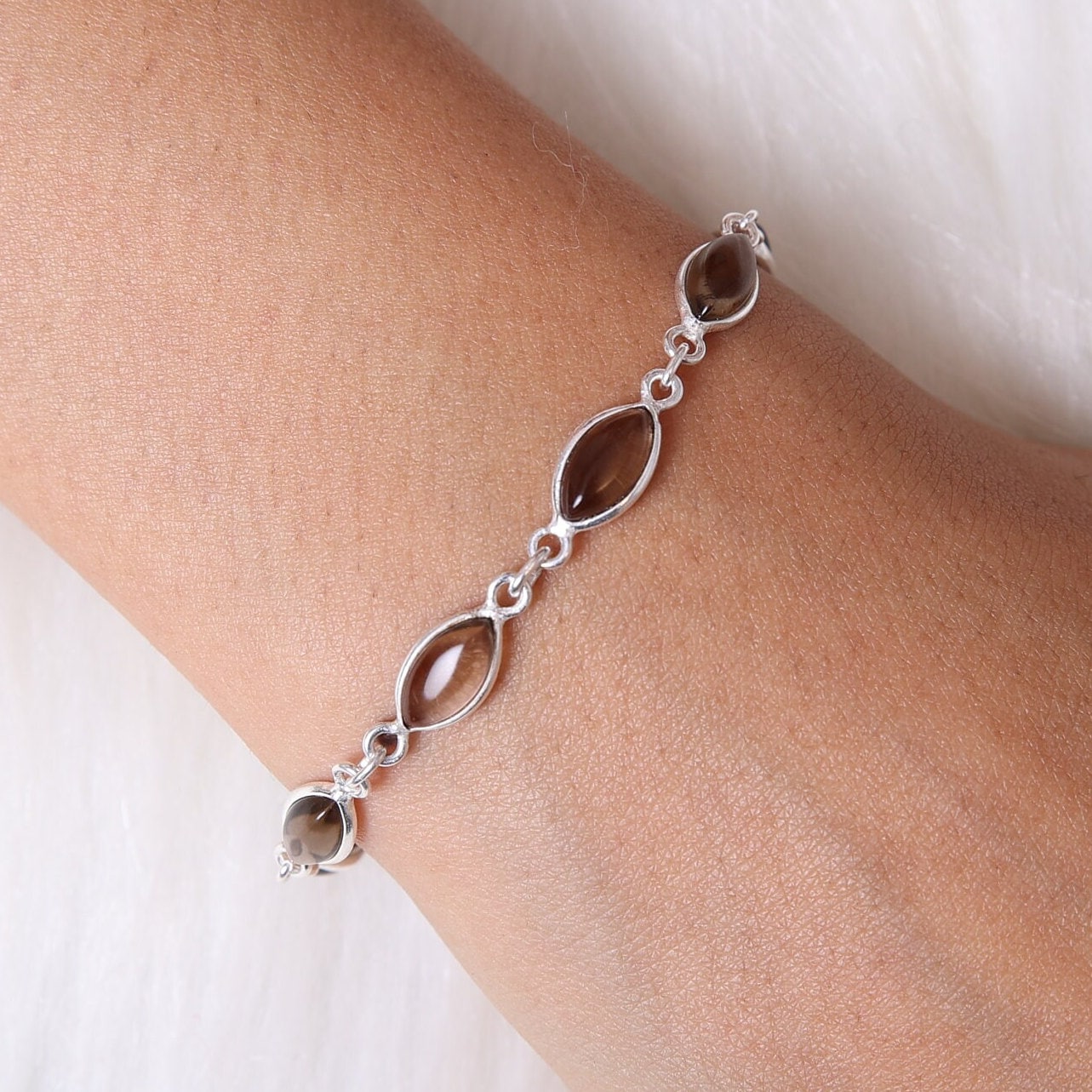 Smoky Quartz Sterling Silver Bracelet