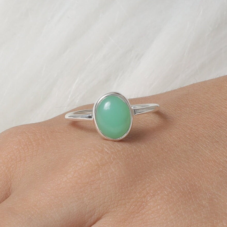 Chrysoprase Ring 925 Sterling Silver Ring