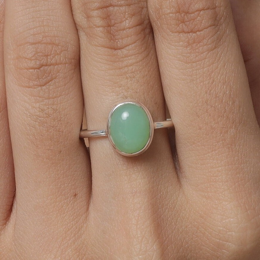 Chrysoprase Ring 925 Sterling Silver Ring