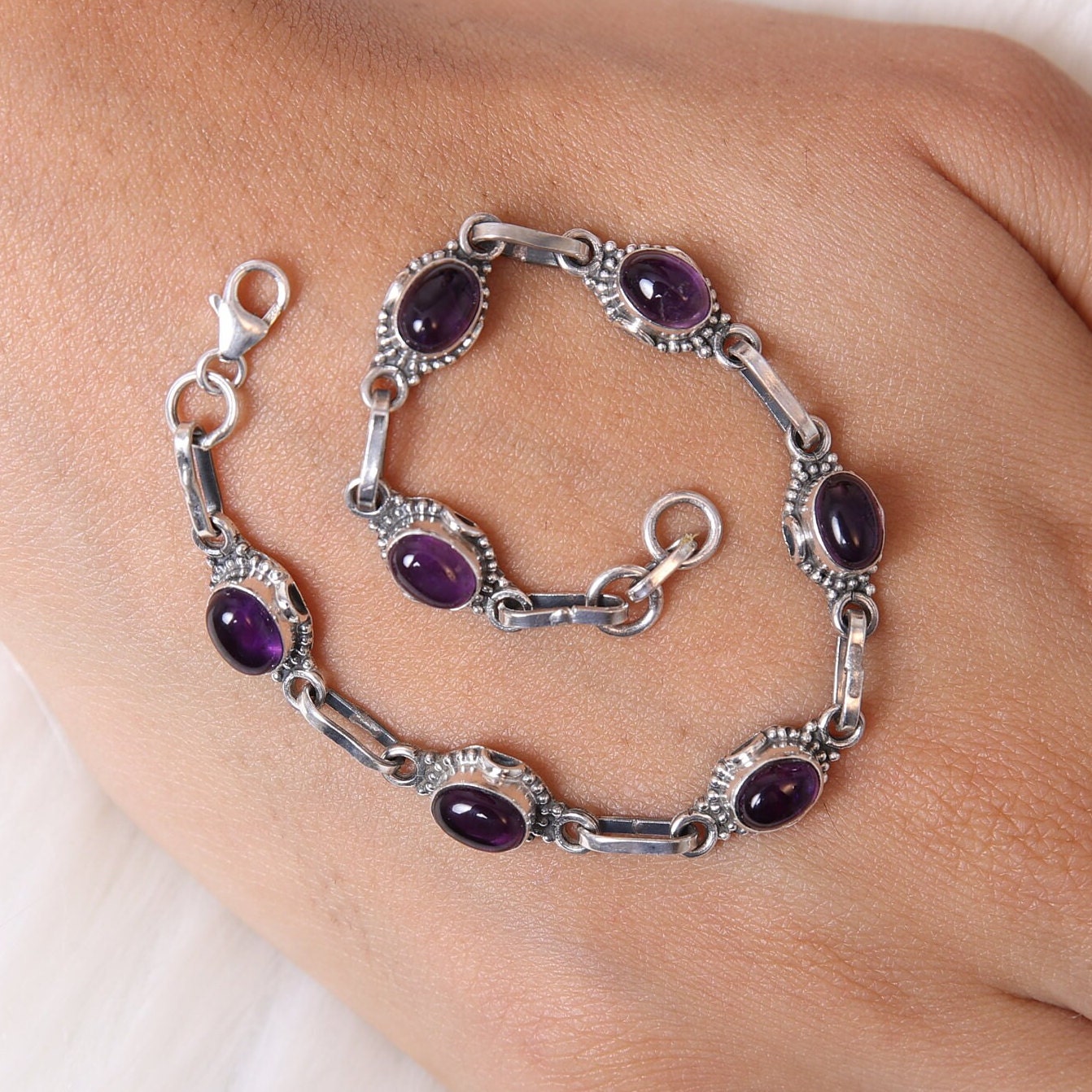 Amethyst Sterling Silver Bracelet