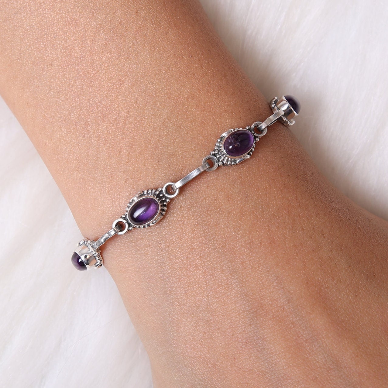 Amethyst Sterling Silver Bracelet