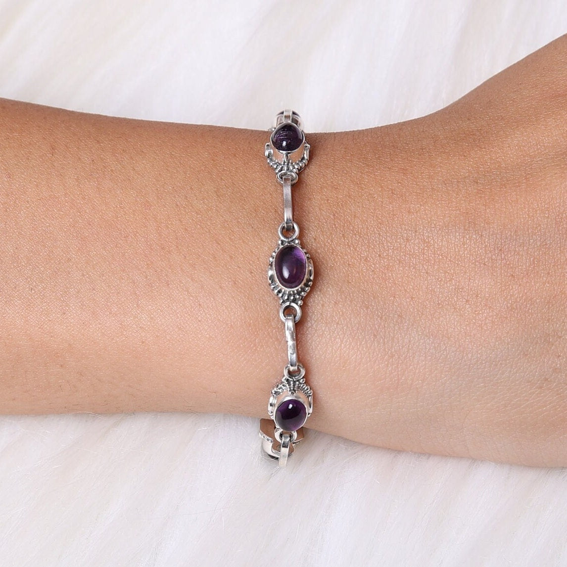 Amethyst Sterling Silver Bracelet