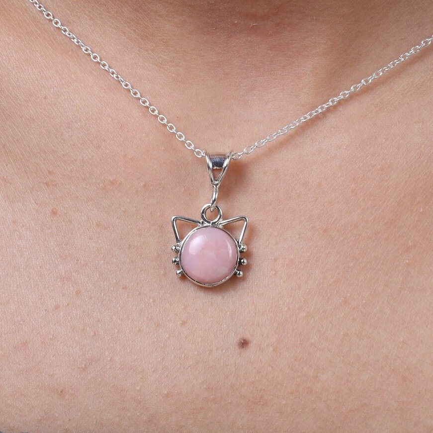 Pink Opal Sterling Silver Pendant