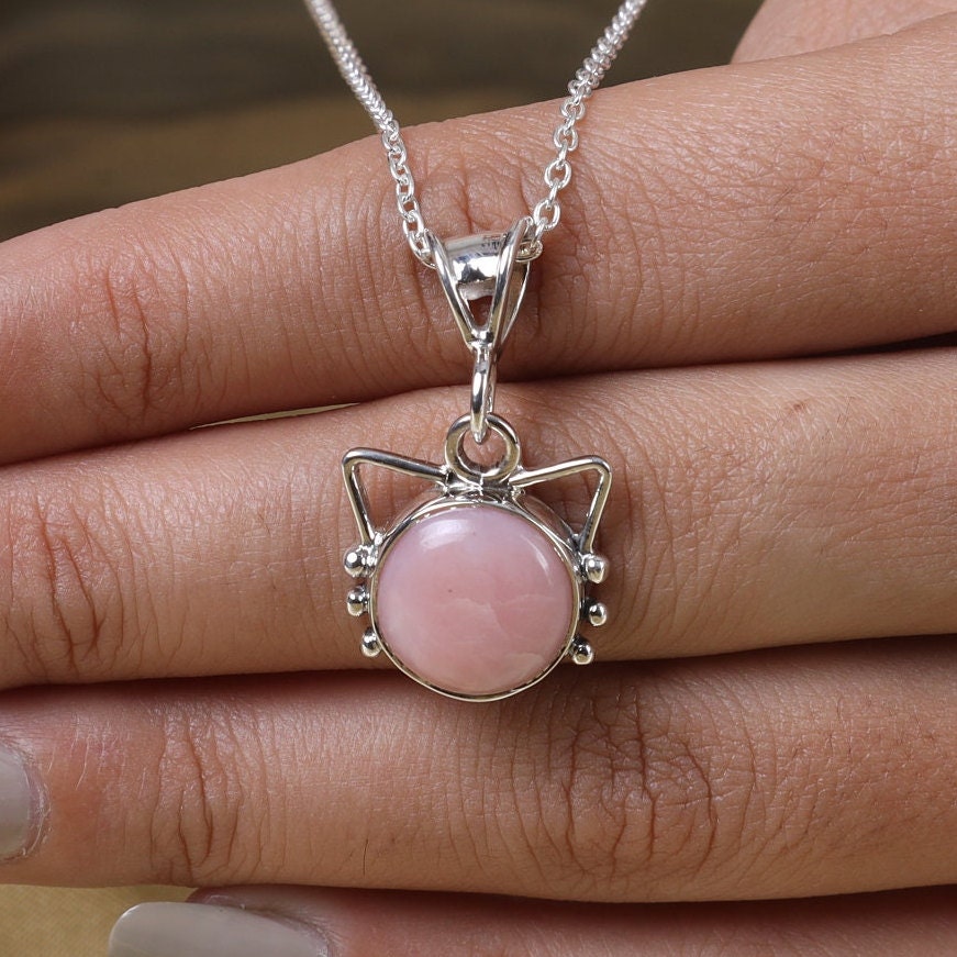 Pink Opal Sterling Silver Pendant