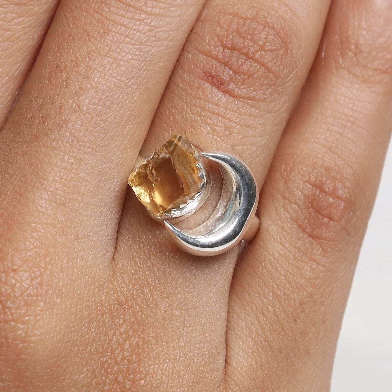 Raw Citrine Sterling Silver Ring