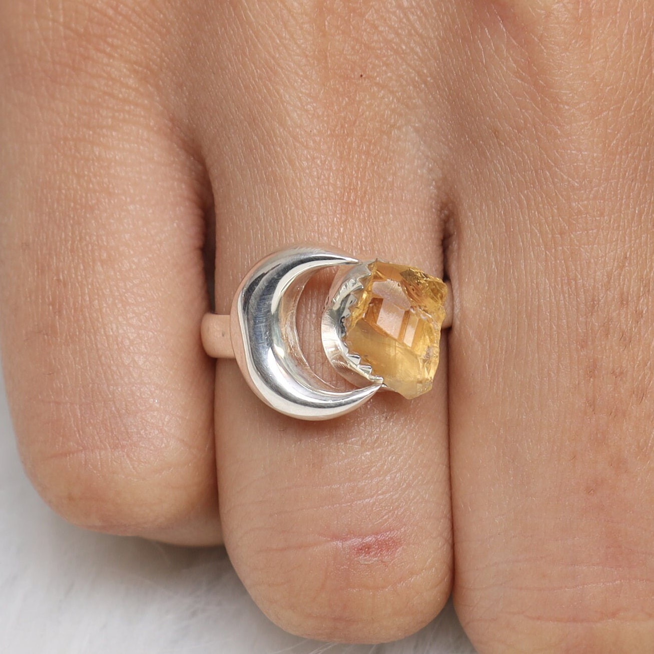 Raw Citrine Sterling Silver Ring