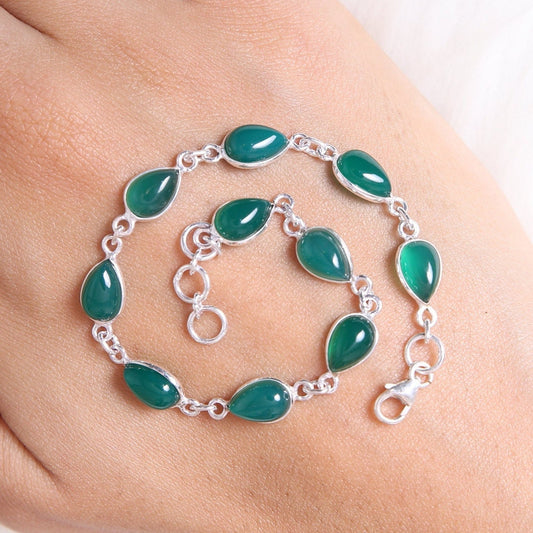 Green Onyx Sterling Silver Bracelet