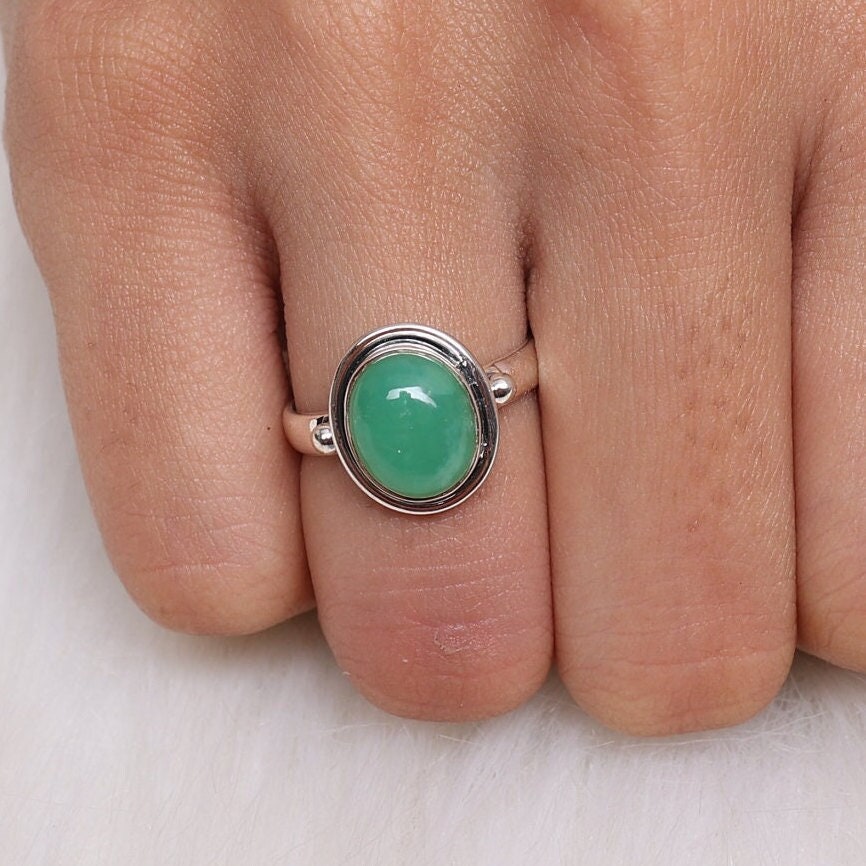 Chrysoprase Sterling Silver Ring