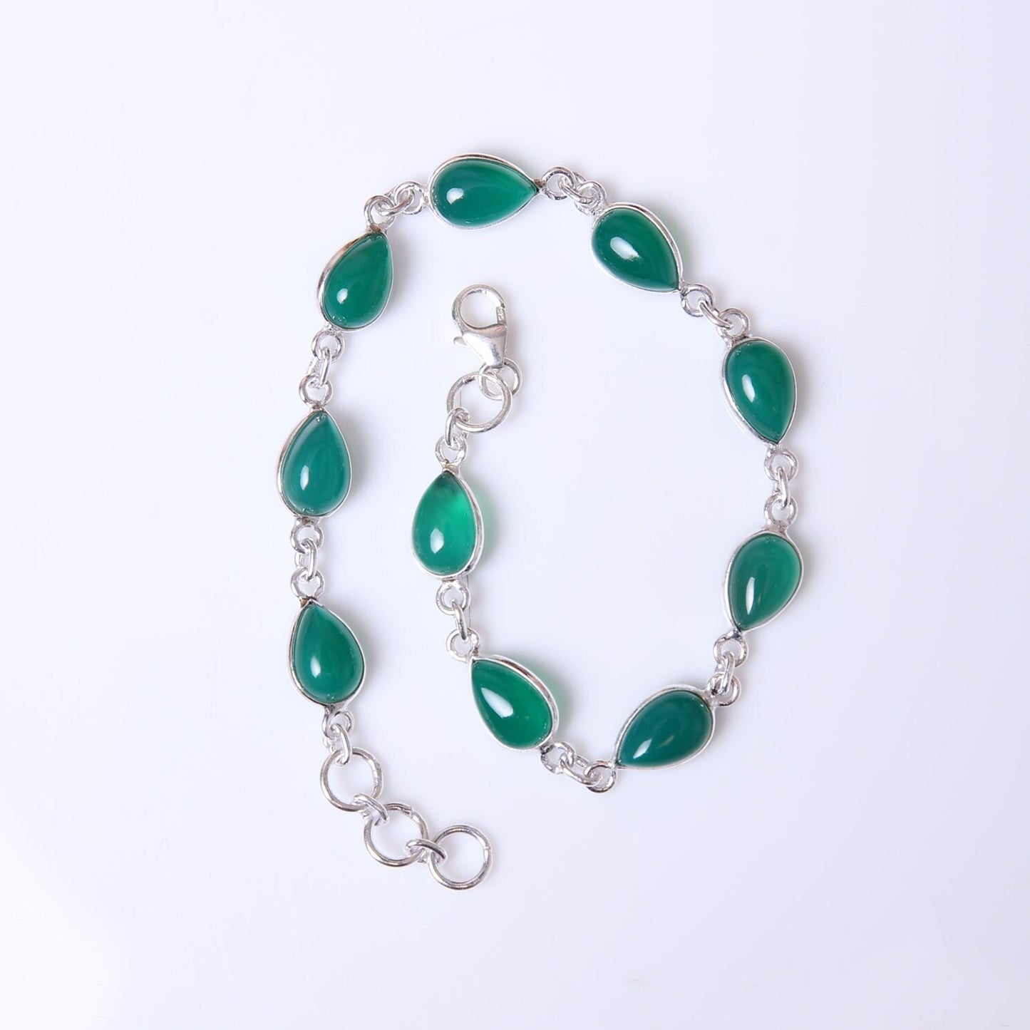 Green Onyx Sterling Silver Bracelet