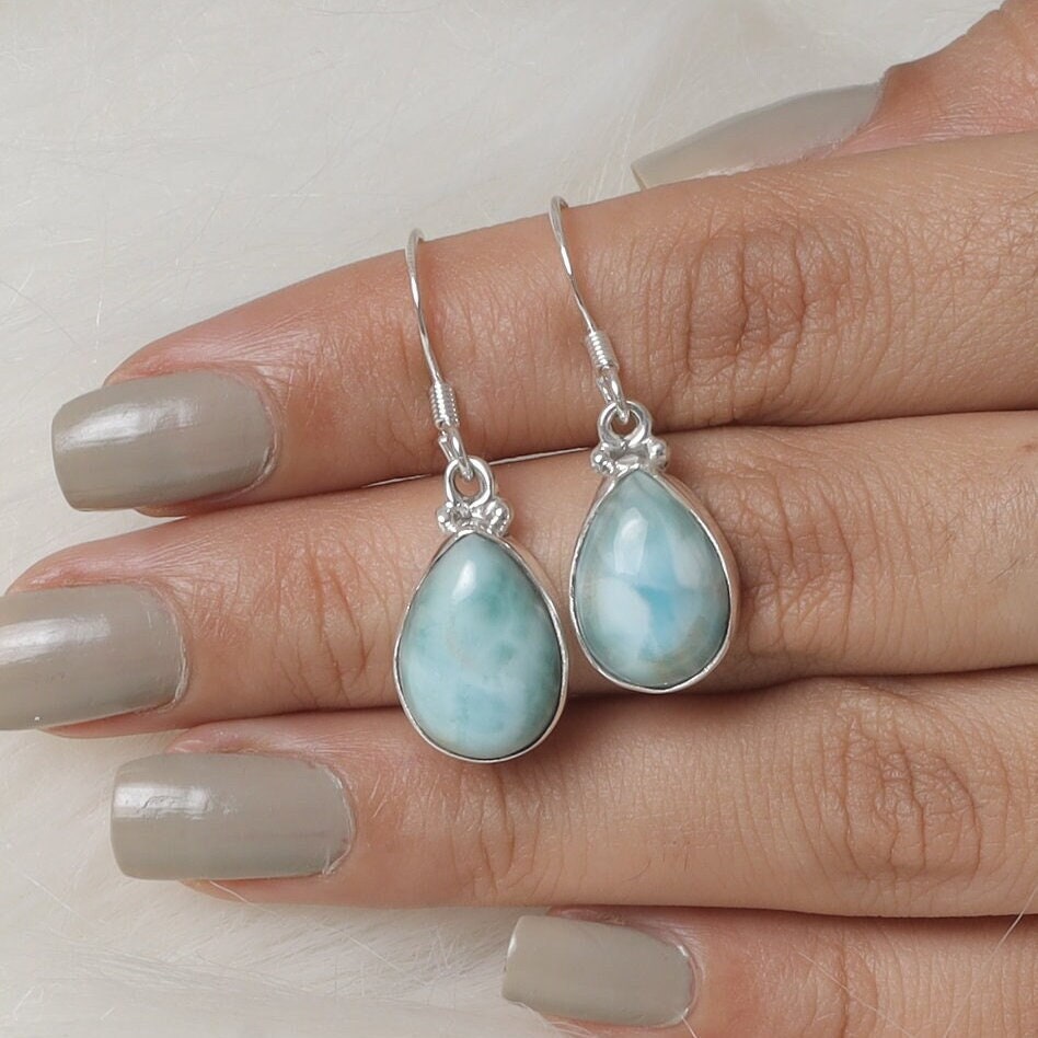 Dominican Larimar Sterling Silver Earrings