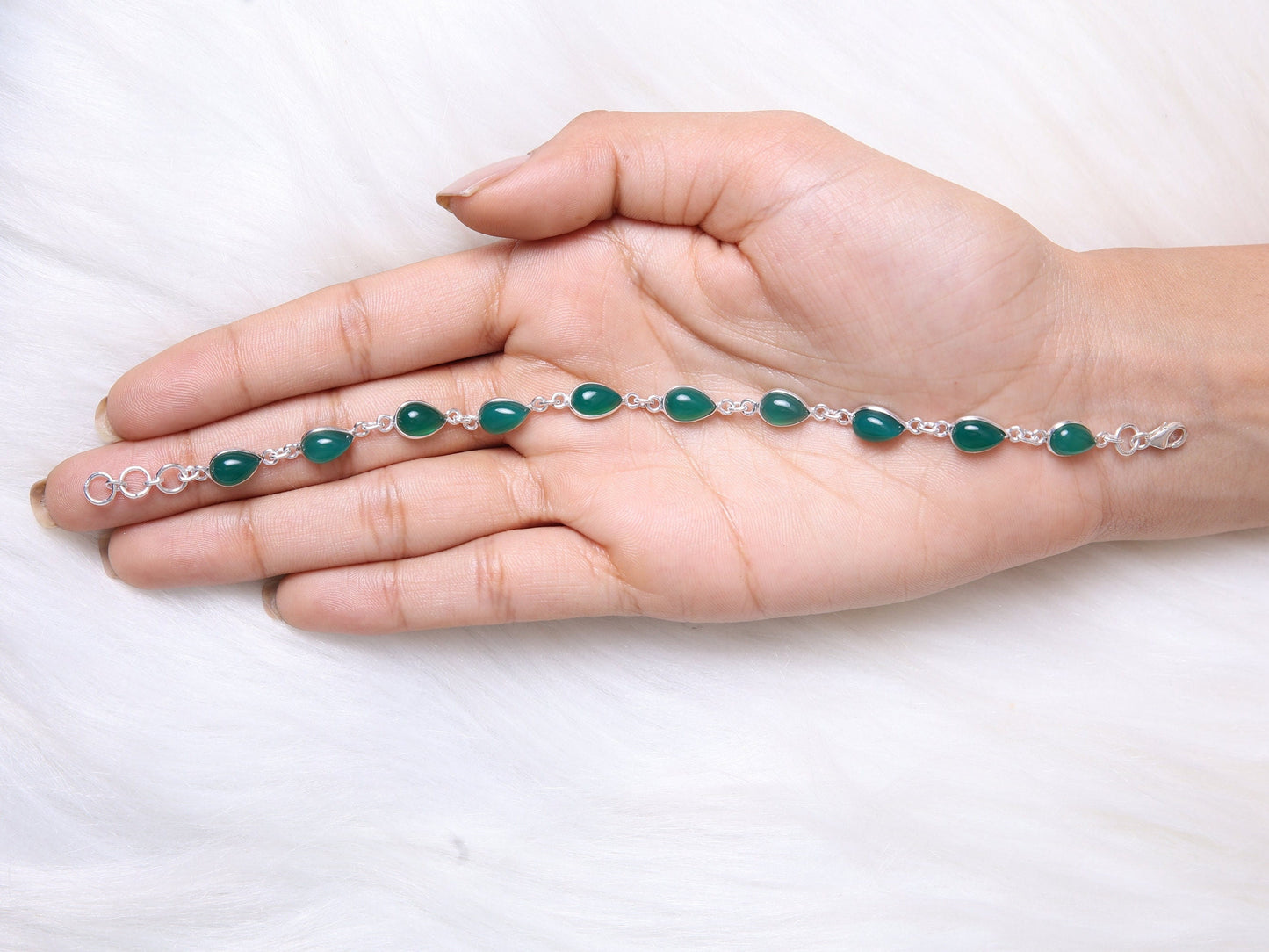 Green Onyx Sterling Silver Bracelet