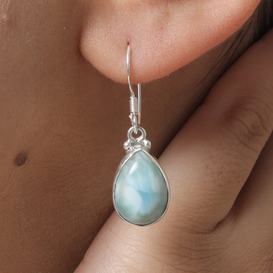 Dominican Larimar Sterling Silver Earrings