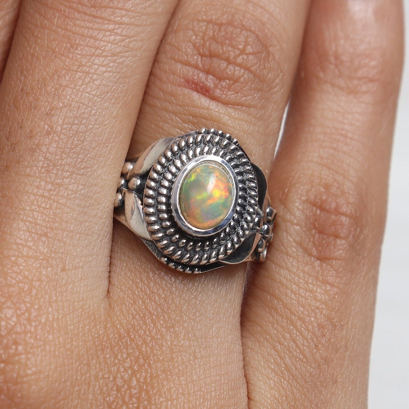 Ethiopian Opal Sterling Silver Ring