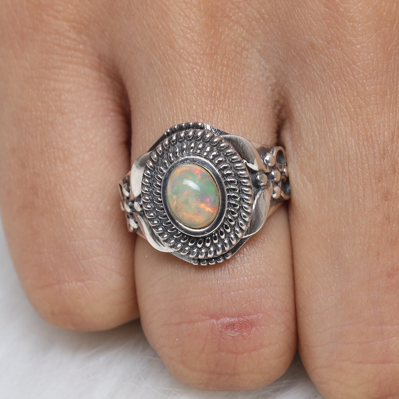 Ethiopian Opal Sterling Silver Ring