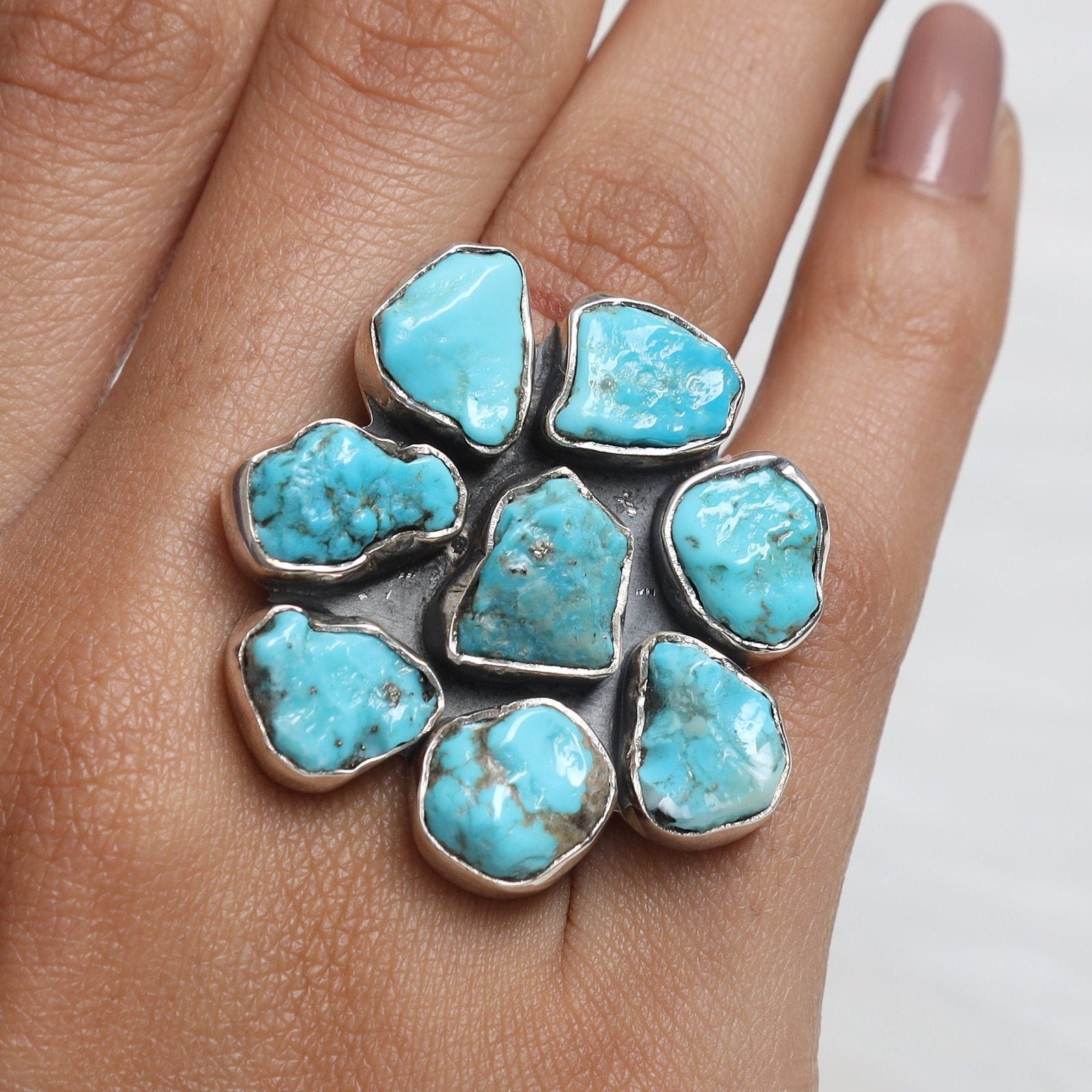 Raw Arizona Turquoise Sterling Silver Ring