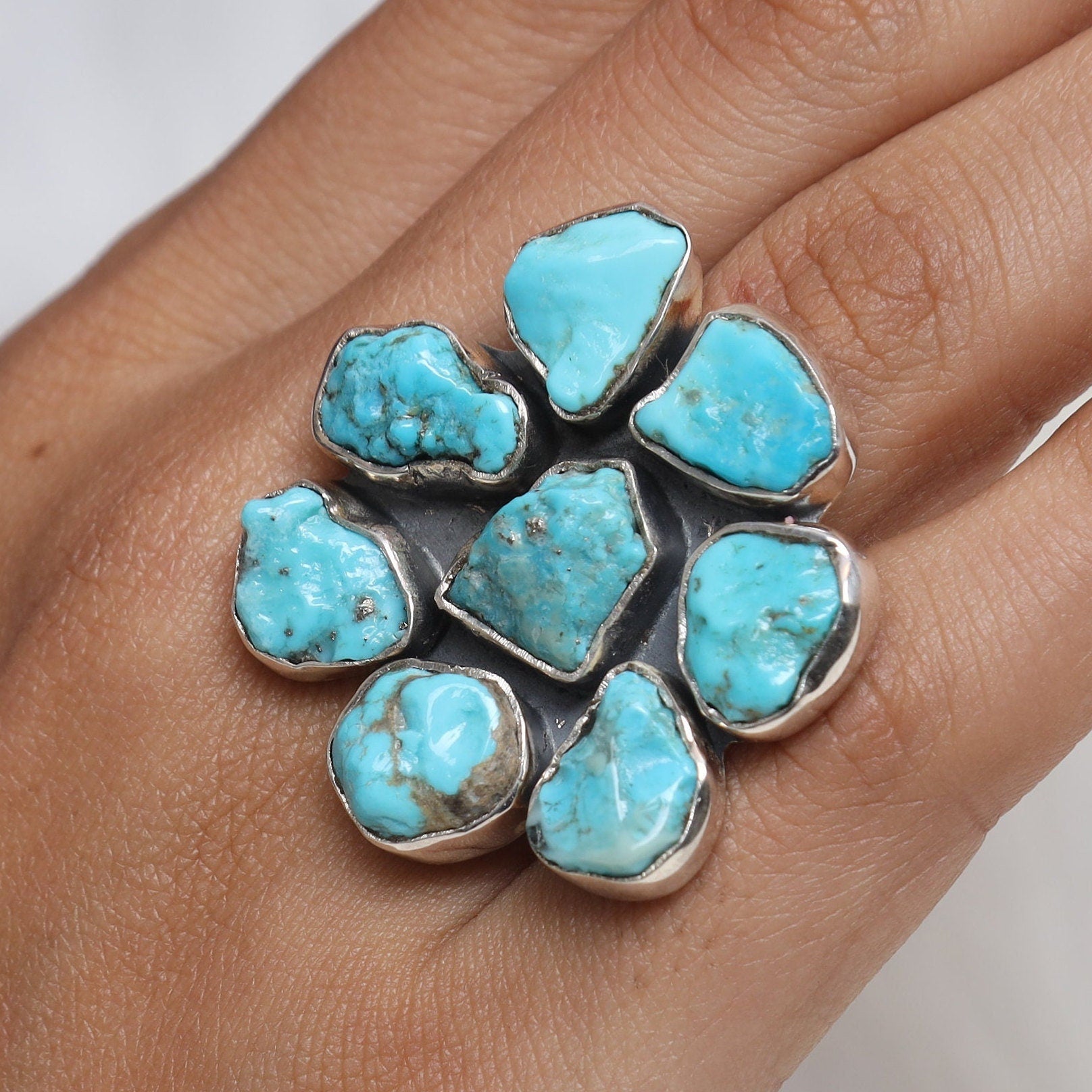 Raw Arizona Turquoise Sterling Silver Ring