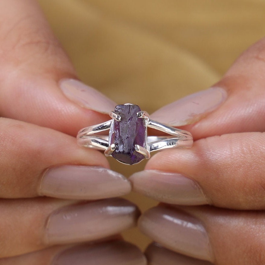 Raw Amethyst Sterling Silver Ring