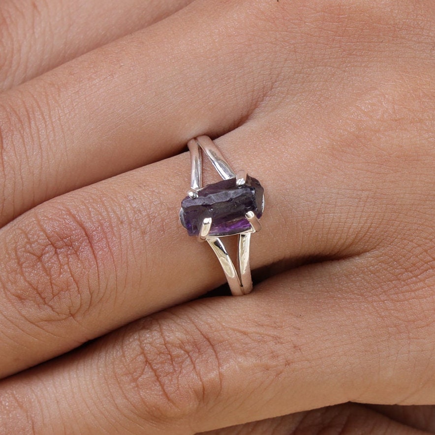 Raw Amethyst Sterling Silver Ring