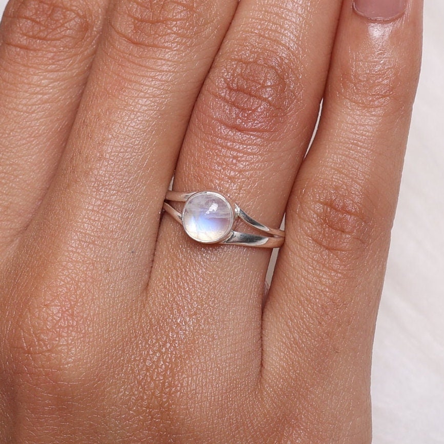 Rainbow Moonstone Sterling Silver Ring