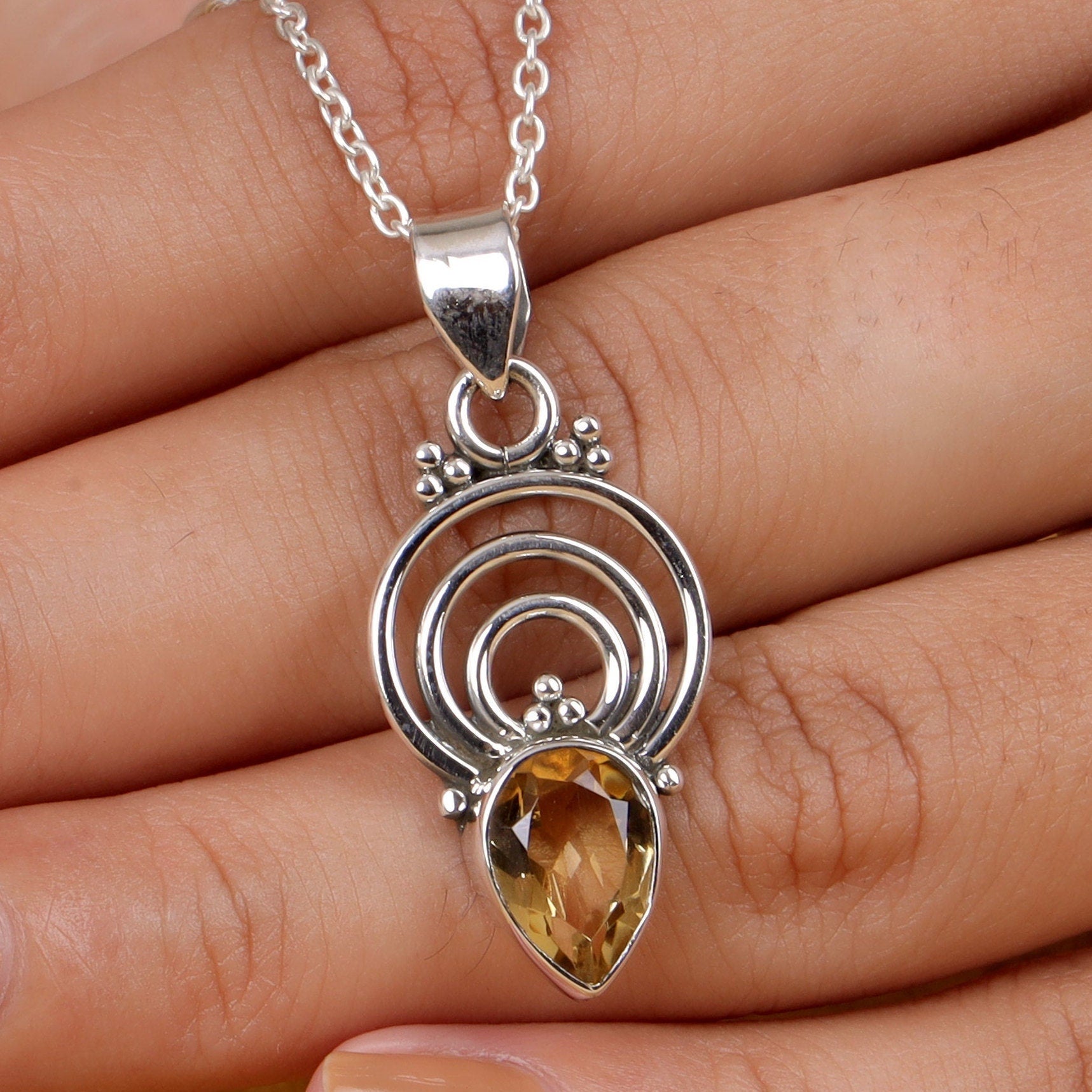 Citrine Sterling Silver Pendant