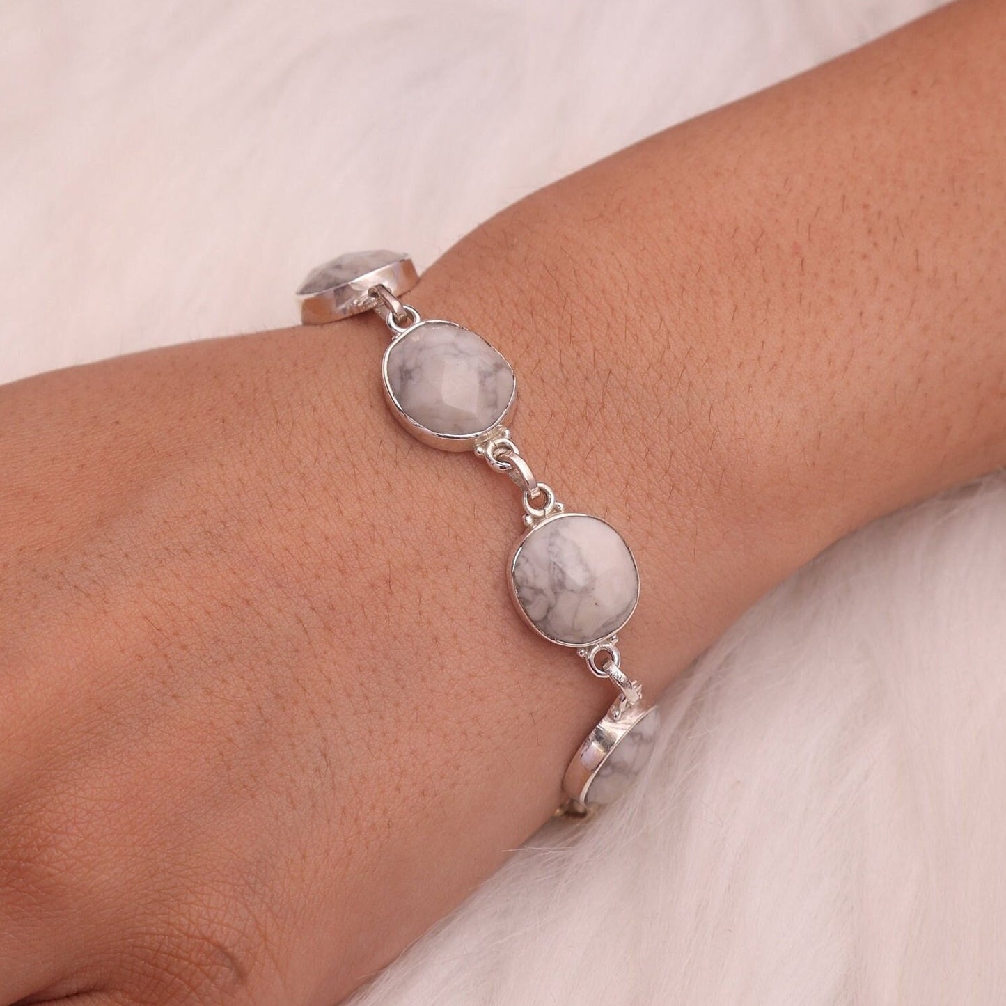 Howlite Sterling Silver Bracelet